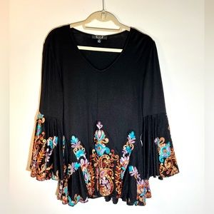 AZI Embroidered V-neck Butterfly Sleeve